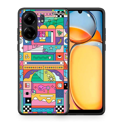 Θήκη Xiaomi Redmi 13C Bubbles Soap από τη Smartfits με σχέδιο στο πίσω μέρος και μαύρο περίβλημα | Xiaomi Redmi 13C Bubbles Soap case with colorful back and black bezels