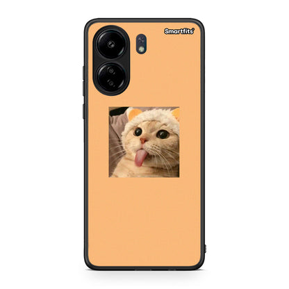 Xiaomi Redmi 13C Cat Tongue θήκη από τη Smartfits με σχέδιο στο πίσω μέρος και μαύρο περίβλημα | Smartphone case with colorful back and black bezels by Smartfits