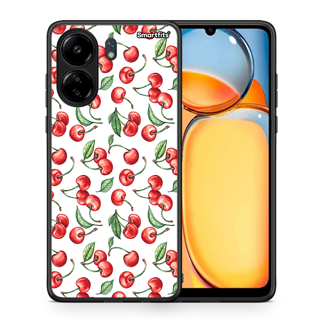 Θήκη Xiaomi Redmi 13C Cherry Summer από τη Smartfits με σχέδιο στο πίσω μέρος και μαύρο περίβλημα | Xiaomi Redmi 13C Cherry Summer case with colorful back and black bezels