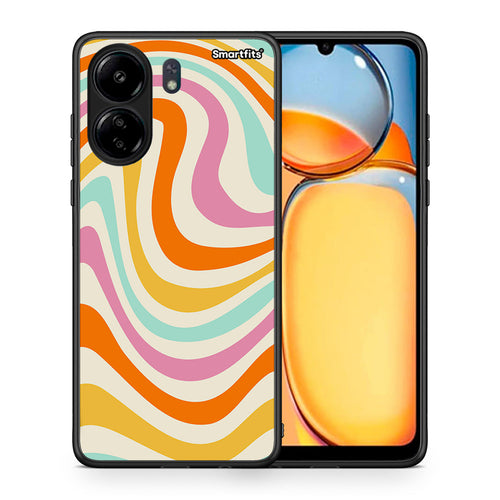 Θήκη Xiaomi Redmi 13C Colourful Waves από τη Smartfits με σχέδιο στο πίσω μέρος και μαύρο περίβλημα | Xiaomi Redmi 13C Colourful Waves case with colorful back and black bezels