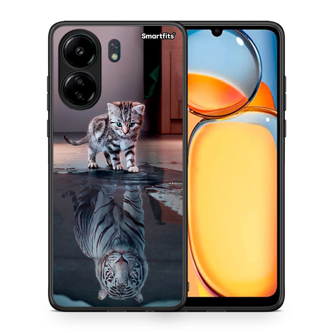 Θήκη Xiaomi Redmi 13C Tiger Cute από τη Smartfits με σχέδιο στο πίσω μέρος και μαύρο περίβλημα | Xiaomi Redmi 13C Tiger Cute case with colorful back and black bezels
