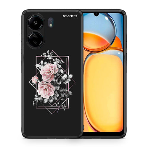 Θήκη Xiaomi Redmi 13C Frame Flower από τη Smartfits με σχέδιο στο πίσω μέρος και μαύρο περίβλημα | Xiaomi Redmi 13C Frame Flower case with colorful back and black bezels