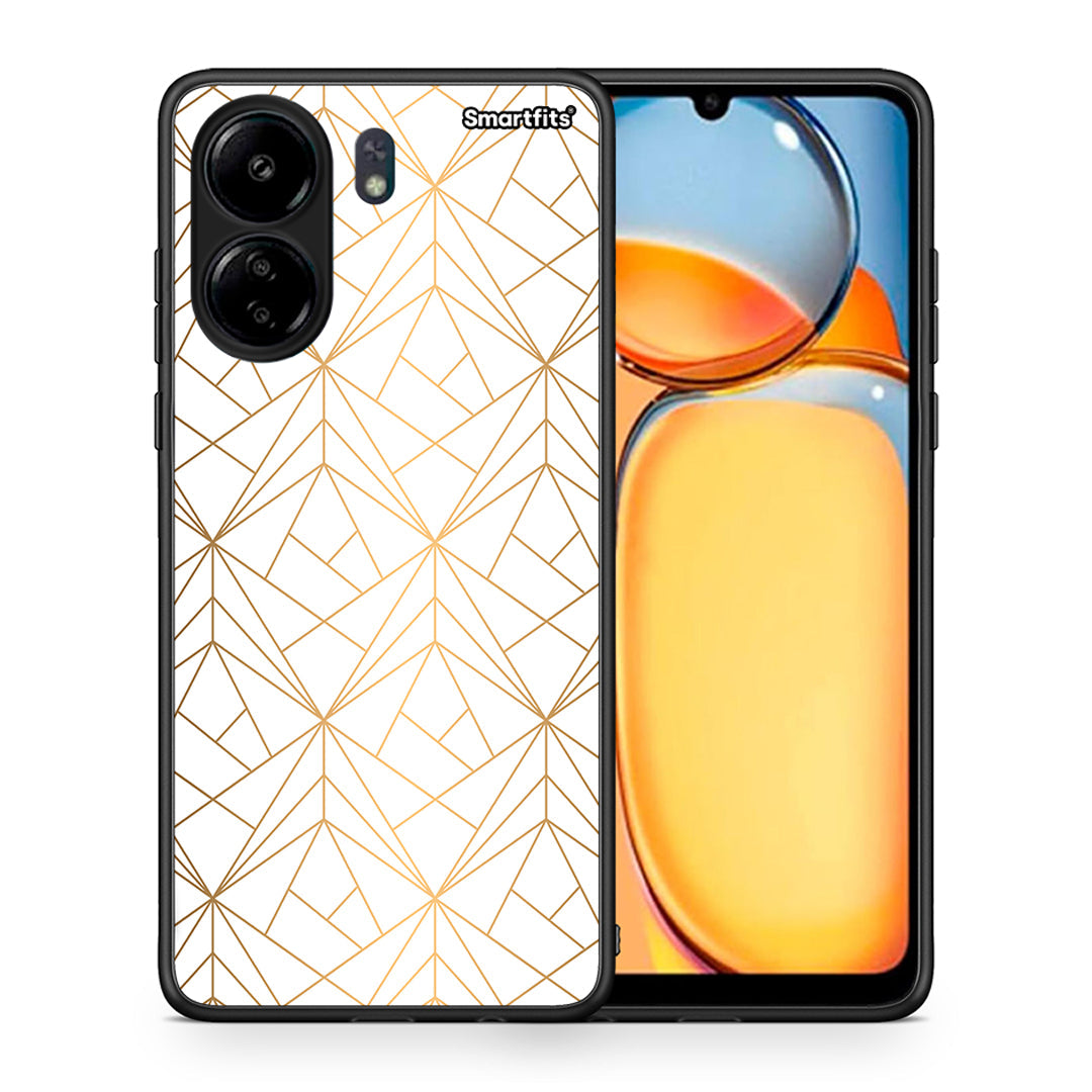 Θήκη Xiaomi Redmi 13C Luxury White Geometric από τη Smartfits με σχέδιο στο πίσω μέρος και μαύρο περίβλημα | Xiaomi Redmi 13C Luxury White Geometric case with colorful back and black bezels