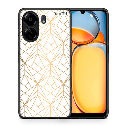 Θήκη Xiaomi Redmi 13C Luxury White Geometric από τη Smartfits με σχέδιο στο πίσω μέρος και μαύρο περίβλημα | Xiaomi Redmi 13C Luxury White Geometric case with colorful back and black bezels