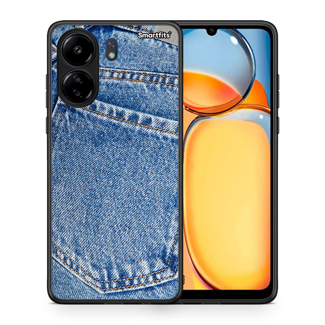 Θήκη Xiaomi Redmi 13C Jeans Pocket από τη Smartfits με σχέδιο στο πίσω μέρος και μαύρο περίβλημα | Xiaomi Redmi 13C Jeans Pocket case with colorful back and black bezels