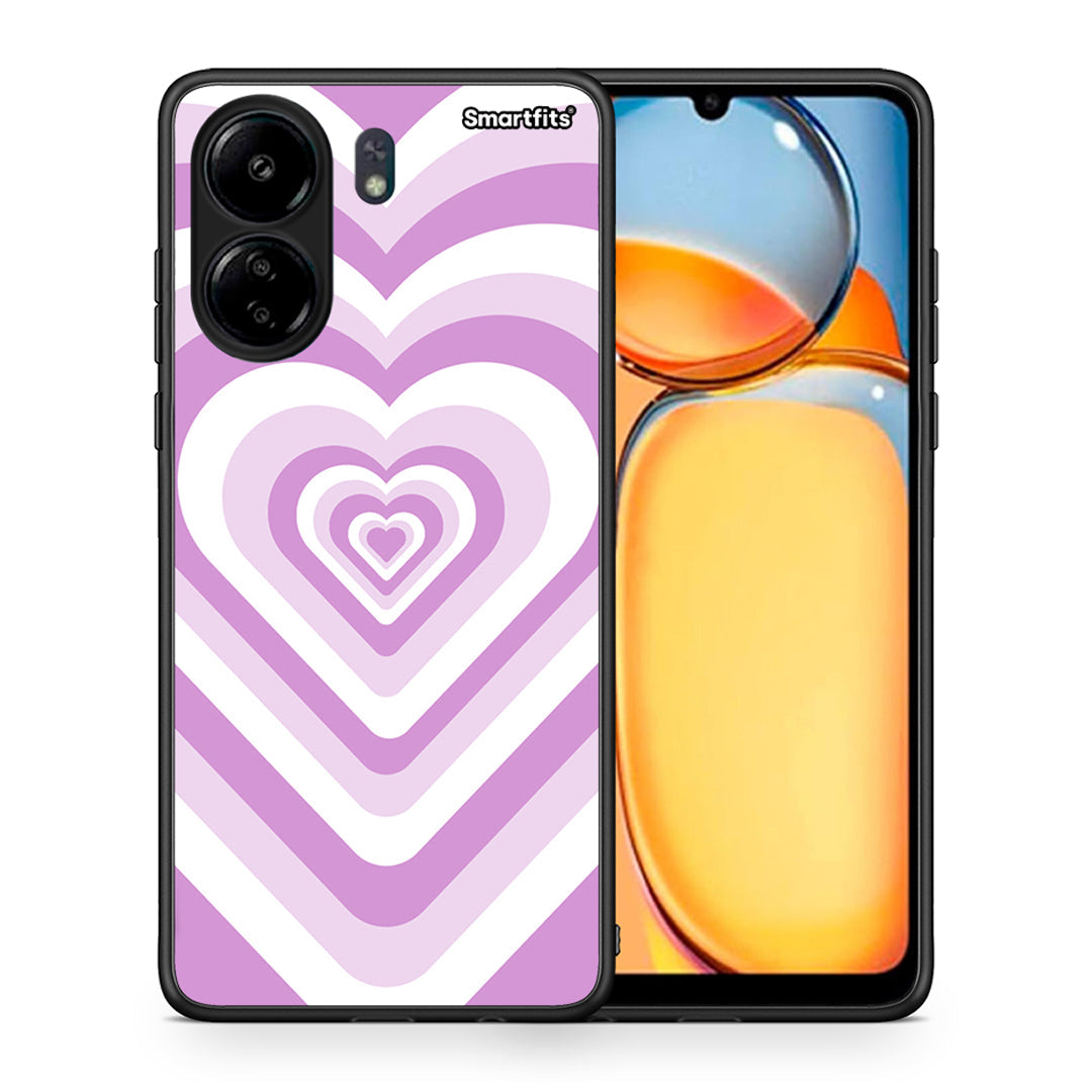 Θήκη Xiaomi Redmi 13C Lilac Hearts από τη Smartfits με σχέδιο στο πίσω μέρος και μαύρο περίβλημα | Xiaomi Redmi 13C Lilac Hearts case with colorful back and black bezels