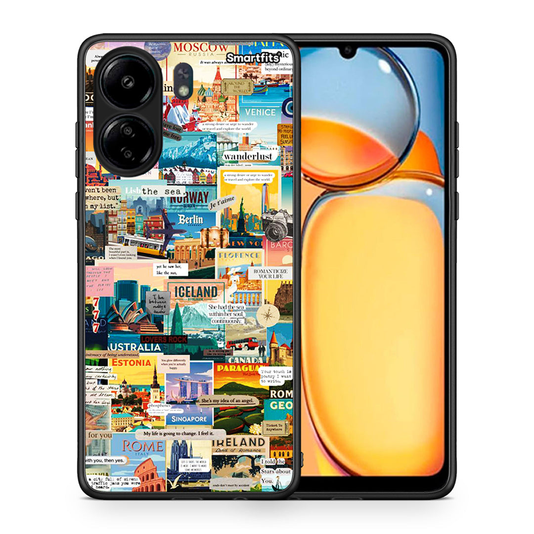 Θήκη Xiaomi Redmi 13C Live To Travel από τη Smartfits με σχέδιο στο πίσω μέρος και μαύρο περίβλημα | Xiaomi Redmi 13C Live To Travel case with colorful back and black bezels