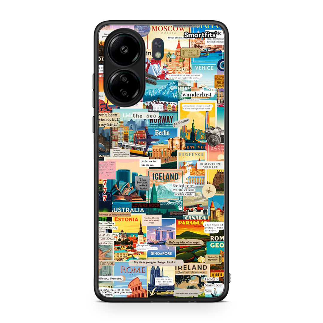 Xiaomi Redmi 13C Live To Travel θήκη από τη Smartfits με σχέδιο στο πίσω μέρος και μαύρο περίβλημα | Smartphone case with colorful back and black bezels by Smartfits