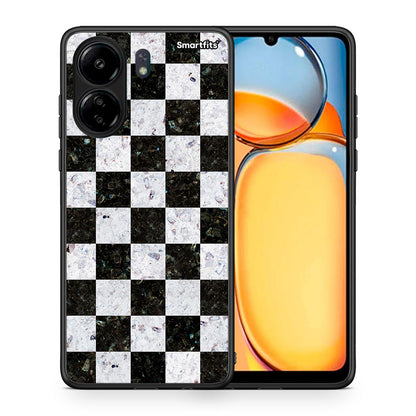 Θήκη Xiaomi Redmi 13C Square Geometric Marble από τη Smartfits με σχέδιο στο πίσω μέρος και μαύρο περίβλημα | Xiaomi Redmi 13C Square Geometric Marble case with colorful back and black bezels
