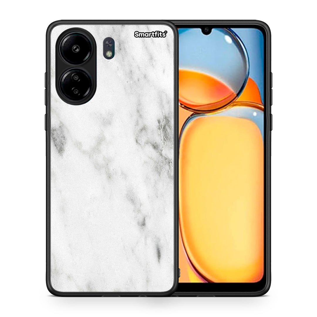 Θήκη Xiaomi Redmi 13C White Marble από τη Smartfits με σχέδιο στο πίσω μέρος και μαύρο περίβλημα | Xiaomi Redmi 13C White Marble case with colorful back and black bezels