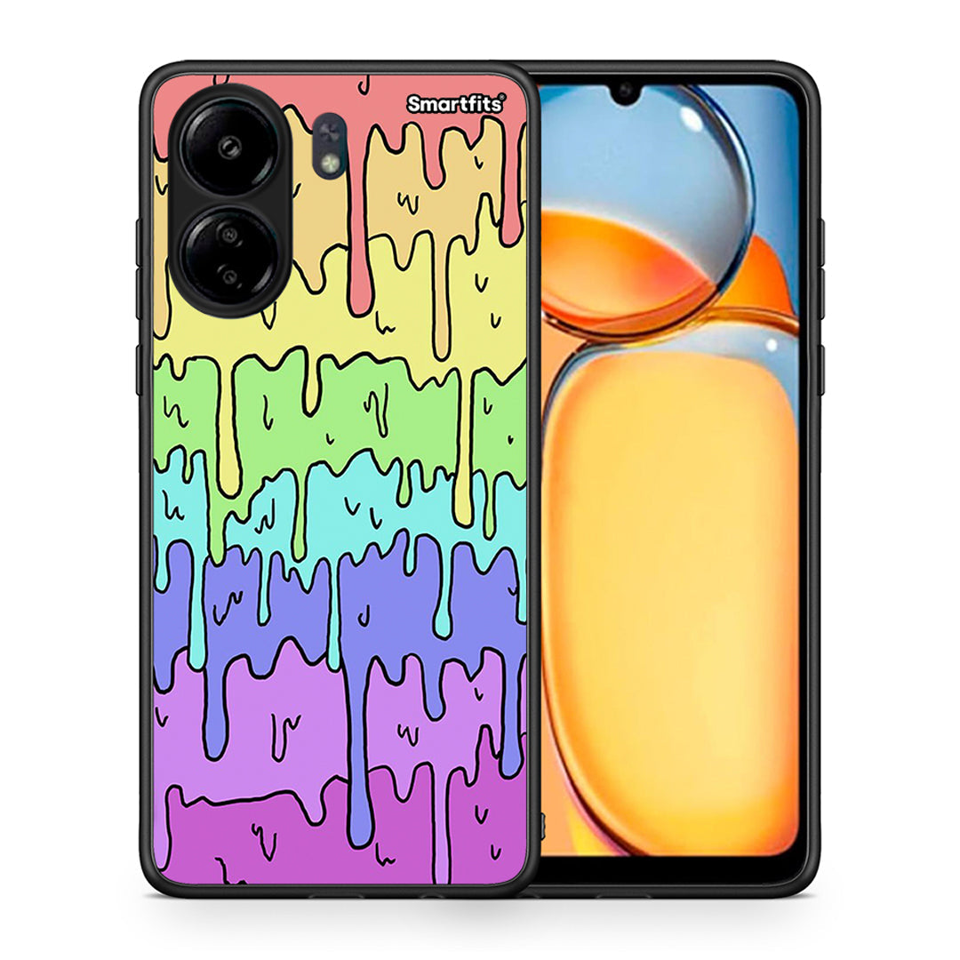 Θήκη Xiaomi Redmi 13C Melting Rainbow από τη Smartfits με σχέδιο στο πίσω μέρος και μαύρο περίβλημα | Xiaomi Redmi 13C Melting Rainbow case with colorful back and black bezels