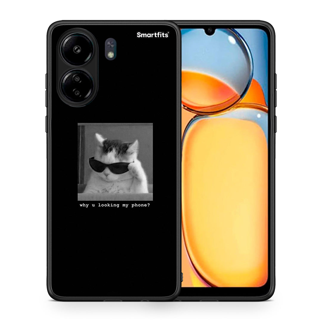 Θήκη Xiaomi Redmi 13C Meme Cat από τη Smartfits με σχέδιο στο πίσω μέρος και μαύρο περίβλημα | Xiaomi Redmi 13C Meme Cat case with colorful back and black bezels