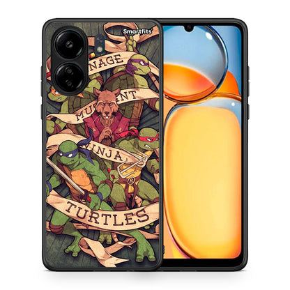 Θήκη Xiaomi Redmi 13C Ninja Turtles από τη Smartfits με σχέδιο στο πίσω μέρος και μαύρο περίβλημα | Xiaomi Redmi 13C Ninja Turtles case with colorful back and black bezels