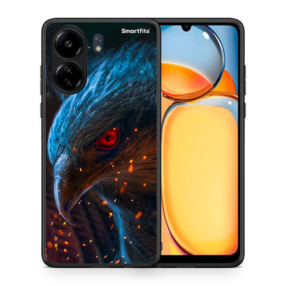Θήκη Xiaomi Redmi 13C Eagle PopArt από τη Smartfits με σχέδιο στο πίσω μέρος και μαύρο περίβλημα | Xiaomi Redmi 13C Eagle PopArt case with colorful back and black bezels