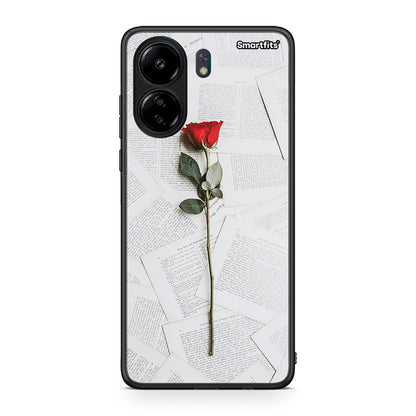 Xiaomi Redmi 13C Red Rose θήκη από τη Smartfits με σχέδιο στο πίσω μέρος και μαύρο περίβλημα | Smartphone case with colorful back and black bezels by Smartfits