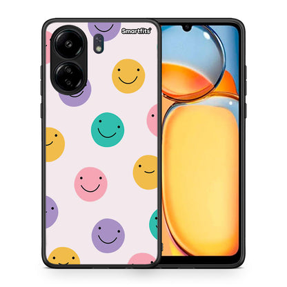 Θήκη Xiaomi Redmi 13C Smiley Faces από τη Smartfits με σχέδιο στο πίσω μέρος και μαύρο περίβλημα | Xiaomi Redmi 13C Smiley Faces case with colorful back and black bezels