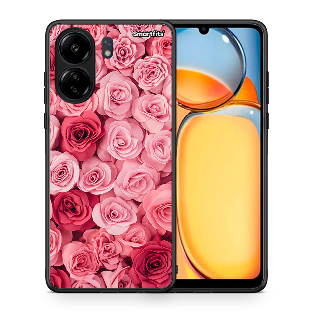 Θήκη Xiaomi Redmi 13C RoseGarden Valentine από τη Smartfits με σχέδιο στο πίσω μέρος και μαύρο περίβλημα | Xiaomi Redmi 13C RoseGarden Valentine case with colorful back and black bezels