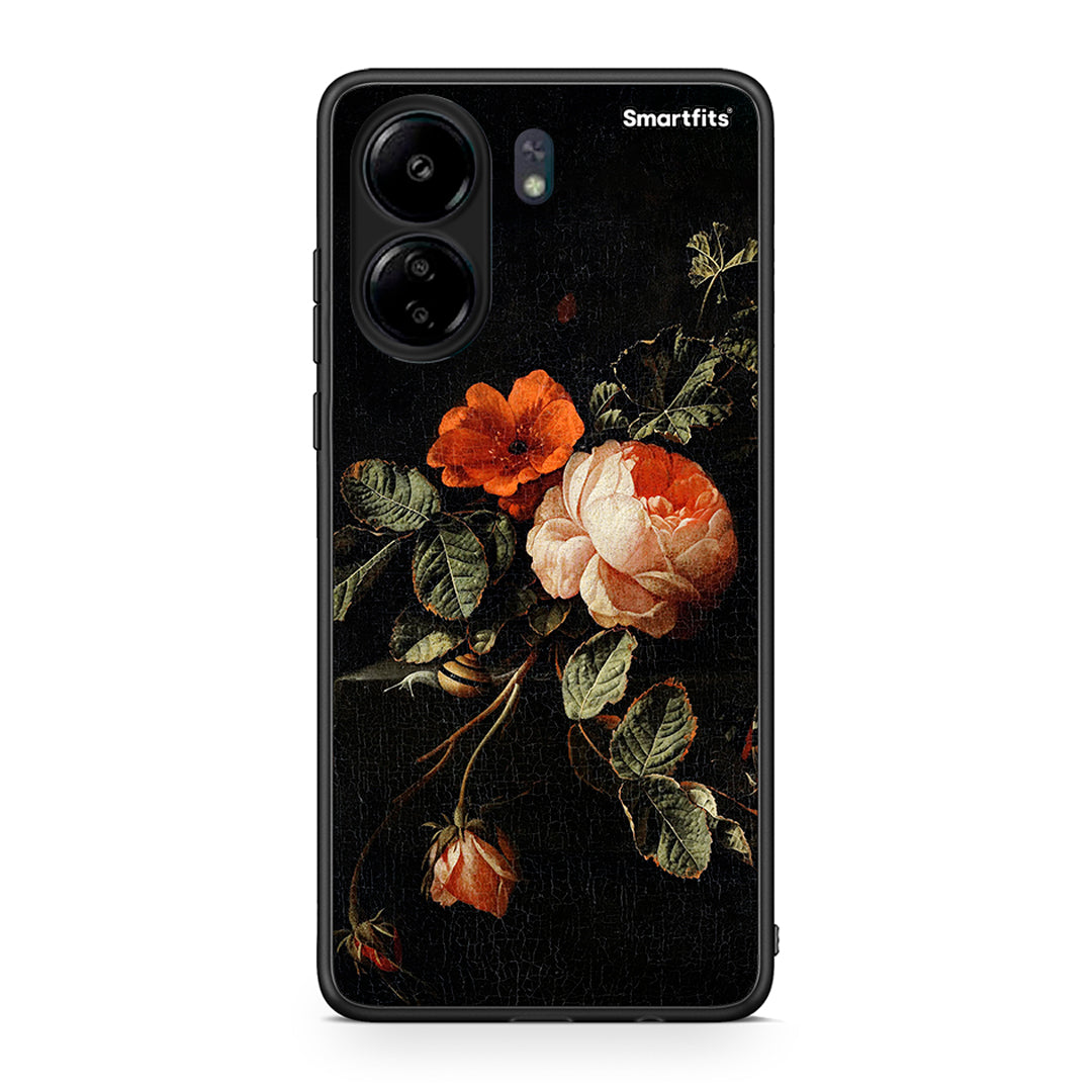 Xiaomi Redmi 13C Vintage Roses θήκη από τη Smartfits με σχέδιο στο πίσω μέρος και μαύρο περίβλημα | Smartphone case with colorful back and black bezels by Smartfits