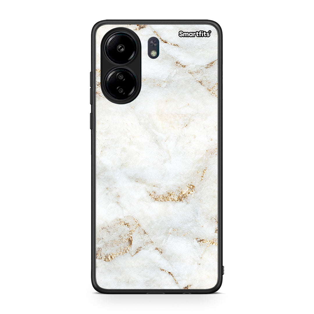 Xiaomi Redmi 13C White Gold Marble θήκη από τη Smartfits με σχέδιο στο πίσω μέρος και μαύρο περίβλημα | Smartphone case with colorful back and black bezels by Smartfits