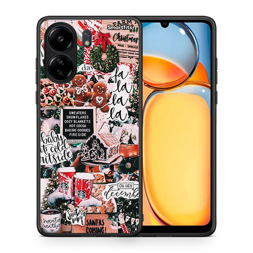 Θήκη Xiaomi Redmi 13C Xmas Habbits από τη Smartfits με σχέδιο στο πίσω μέρος και μαύρο περίβλημα | Xiaomi Redmi 13C Xmas Habbits case with colorful back and black bezels