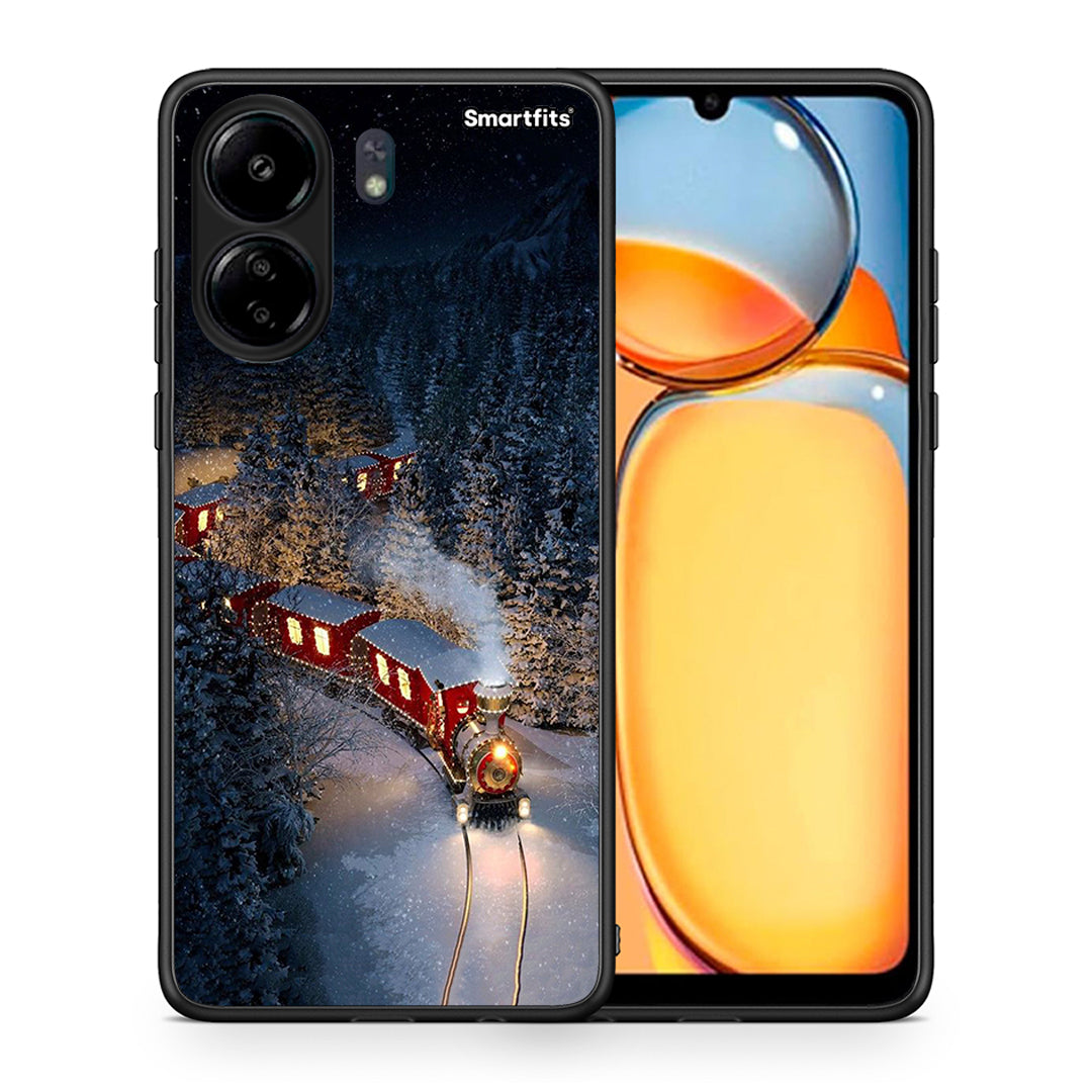 Θήκη Xiaomi Redmi 13C Xmas Train από τη Smartfits με σχέδιο στο πίσω μέρος και μαύρο περίβλημα | Xiaomi Redmi 13C Xmas Train case with colorful back and black bezels