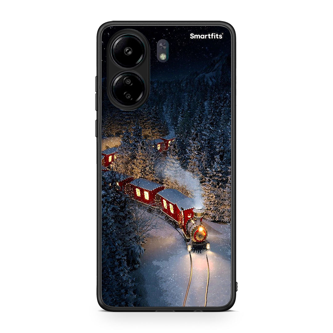 Xiaomi Redmi 13C Xmas Train θήκη από τη Smartfits με σχέδιο στο πίσω μέρος και μαύρο περίβλημα | Smartphone case with colorful back and black bezels by Smartfits