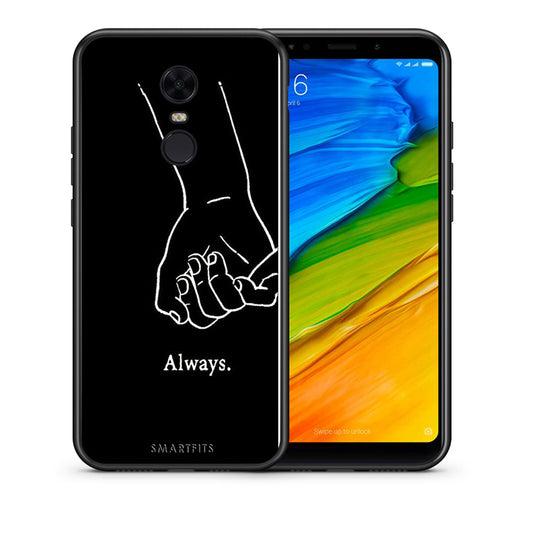 Θήκη Αγίου Βαλεντίνου Xiaomi Redmi 5 Plus Always & Forever 1 από τη Smartfits με σχέδιο στο πίσω μέρος και μαύρο περίβλημα | Xiaomi Redmi 5 Plus Always & Forever 1 case with colorful back and black bezels