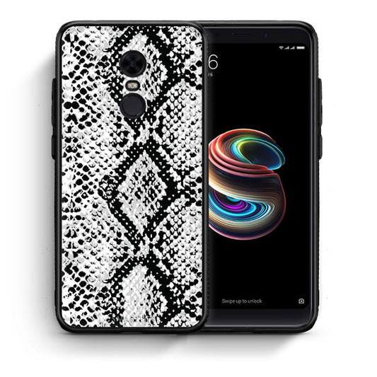 Θήκη Xiaomi Redmi 5 Plus White Snake Animal από τη Smartfits με σχέδιο στο πίσω μέρος και μαύρο περίβλημα | Xiaomi Redmi 5 Plus White Snake Animal case with colorful back and black bezels