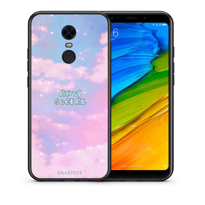 Θήκη Αγίου Βαλεντίνου Xiaomi Redmi 5 Plus Anti Social από τη Smartfits με σχέδιο στο πίσω μέρος και μαύρο περίβλημα | Xiaomi Redmi 5 Plus Anti Social case with colorful back and black bezels