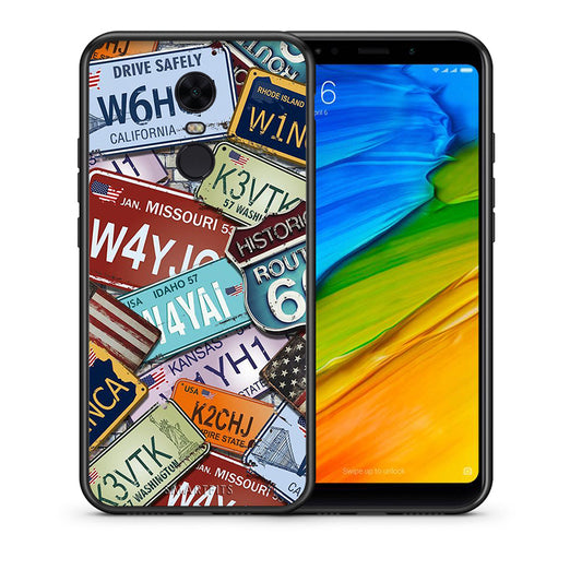 Θήκη Xiaomi Redmi 5 Plus Car Plates από τη Smartfits με σχέδιο στο πίσω μέρος και μαύρο περίβλημα | Xiaomi Redmi 5 Plus Car Plates case with colorful back and black bezels