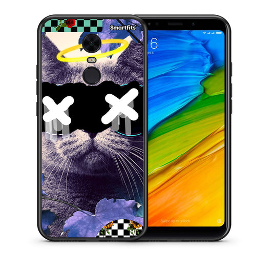 Θήκη Xiaomi Redmi 5 Plus Cat Collage από τη Smartfits με σχέδιο στο πίσω μέρος και μαύρο περίβλημα | Xiaomi Redmi 5 Plus Cat Collage case with colorful back and black bezels