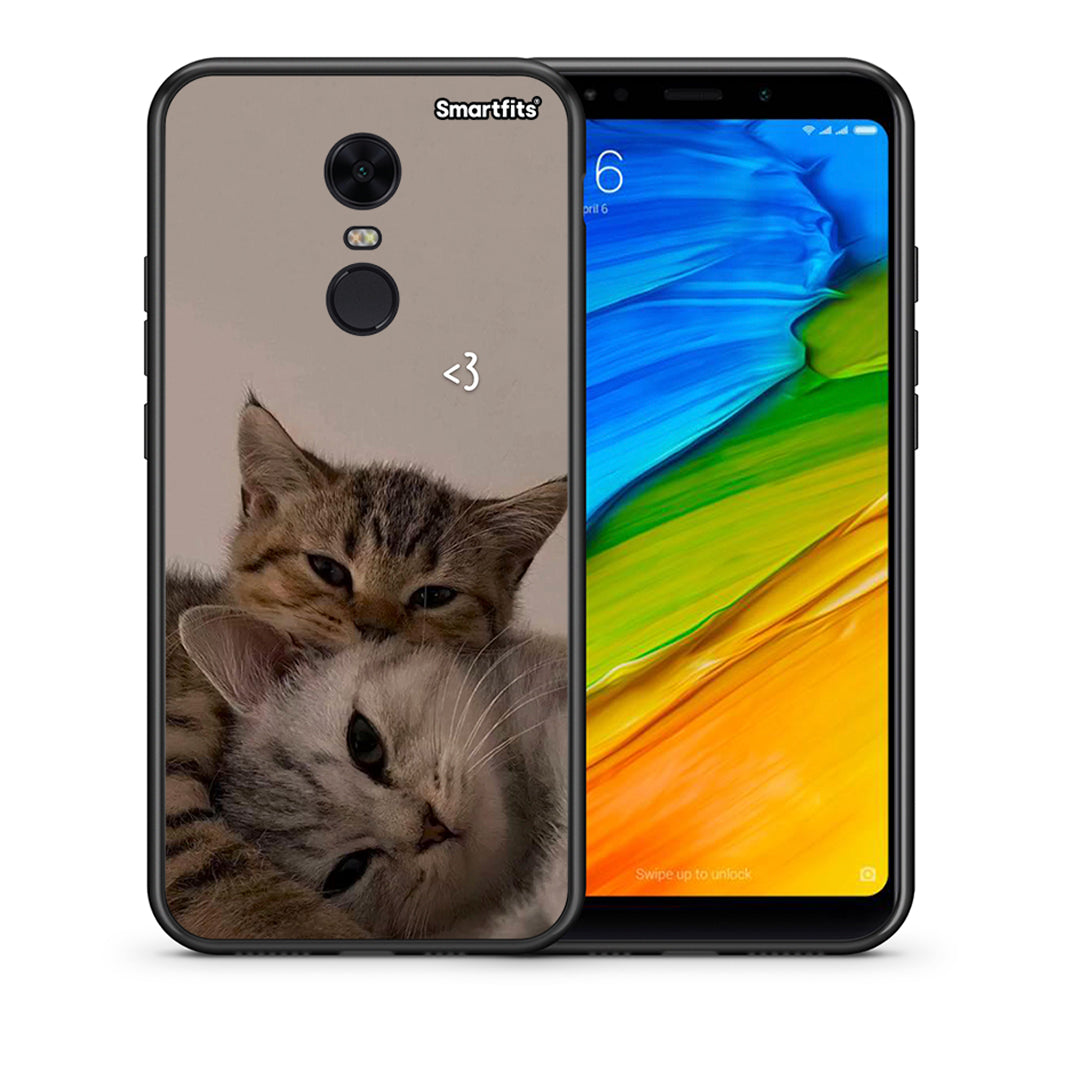 Θήκη Xiaomi Redmi 5 Plus Cats In Love από τη Smartfits με σχέδιο στο πίσω μέρος και μαύρο περίβλημα | Xiaomi Redmi 5 Plus Cats In Love case with colorful back and black bezels