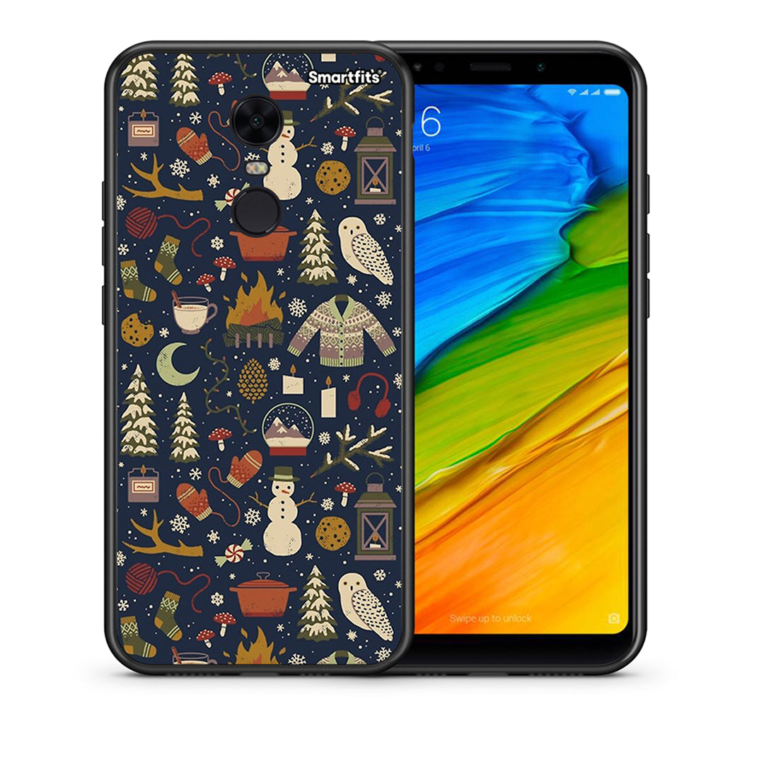 Θήκη Xiaomi Redmi 5 Plus Christmas Elements από τη Smartfits με σχέδιο στο πίσω μέρος και μαύρο περίβλημα | Xiaomi Redmi 5 Plus Christmas Elements case with colorful back and black bezels