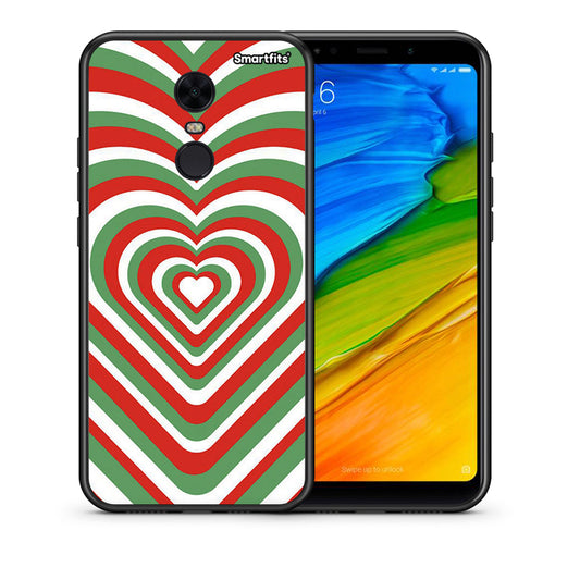 Θήκη Xiaomi Redmi 5 Plus Christmas Hearts από τη Smartfits με σχέδιο στο πίσω μέρος και μαύρο περίβλημα | Xiaomi Redmi 5 Plus Christmas Hearts case with colorful back and black bezels