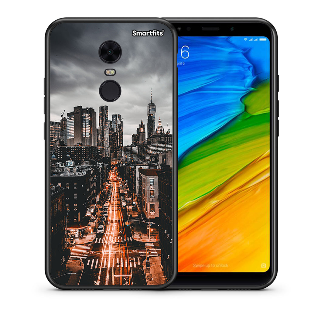 Θήκη Xiaomi Redmi 5 Plus City Lights από τη Smartfits με σχέδιο στο πίσω μέρος και μαύρο περίβλημα | Xiaomi Redmi 5 Plus City Lights case with colorful back and black bezels