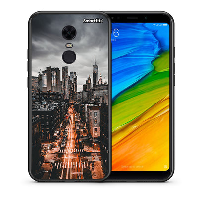 Θήκη Xiaomi Redmi 5 Plus City Lights από τη Smartfits με σχέδιο στο πίσω μέρος και μαύρο περίβλημα | Xiaomi Redmi 5 Plus City Lights case with colorful back and black bezels
