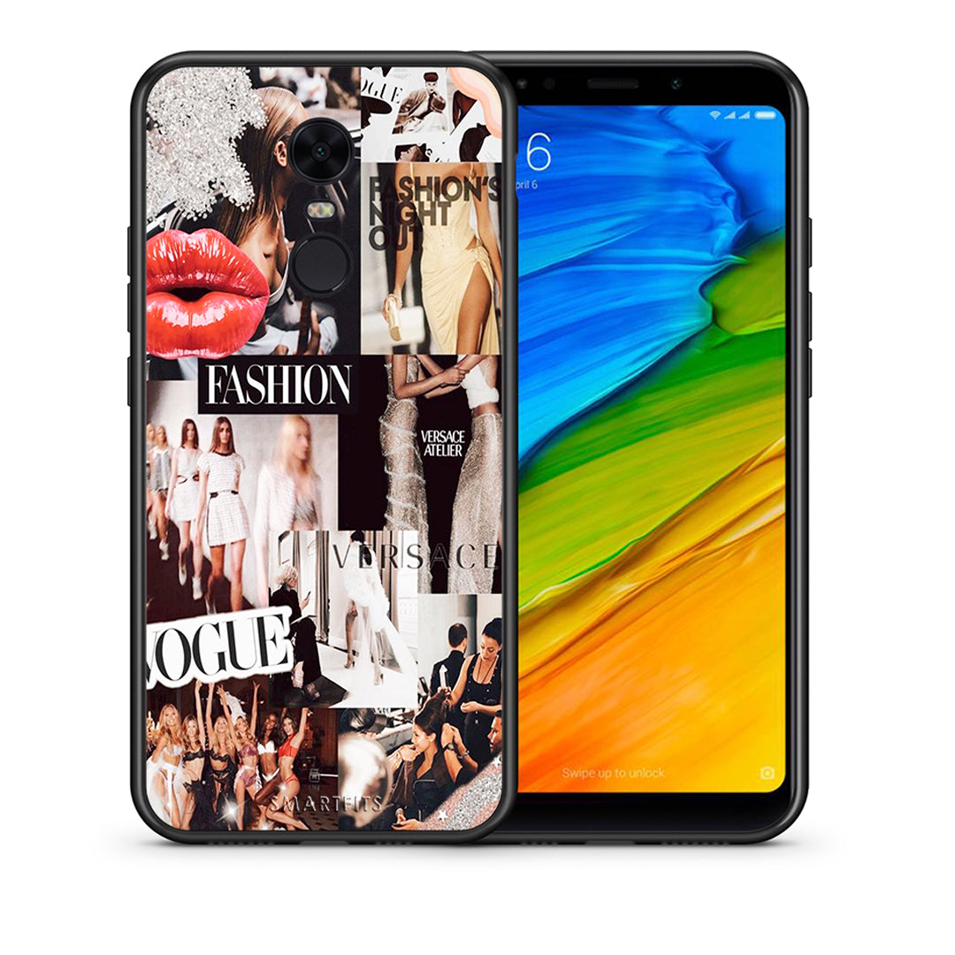 Θήκη Αγίου Βαλεντίνου Xiaomi Redmi 5 Plus Collage Fashion από τη Smartfits με σχέδιο στο πίσω μέρος και μαύρο περίβλημα | Xiaomi Redmi 5 Plus Collage Fashion case with colorful back and black bezels