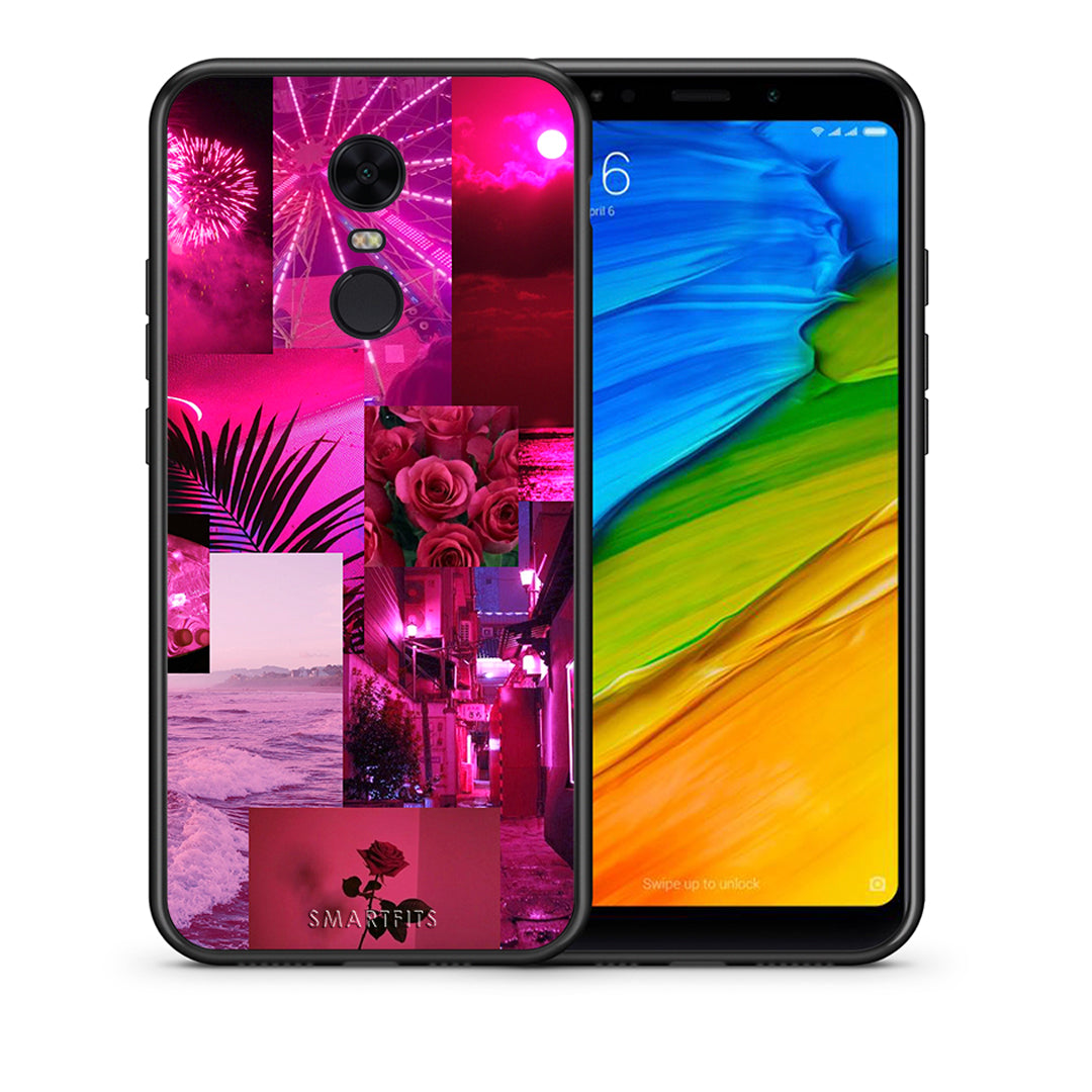 Θήκη Αγίου Βαλεντίνου Xiaomi Redmi 5 Plus Collage Red Roses από τη Smartfits με σχέδιο στο πίσω μέρος και μαύρο περίβλημα | Xiaomi Redmi 5 Plus Collage Red Roses case with colorful back and black bezels