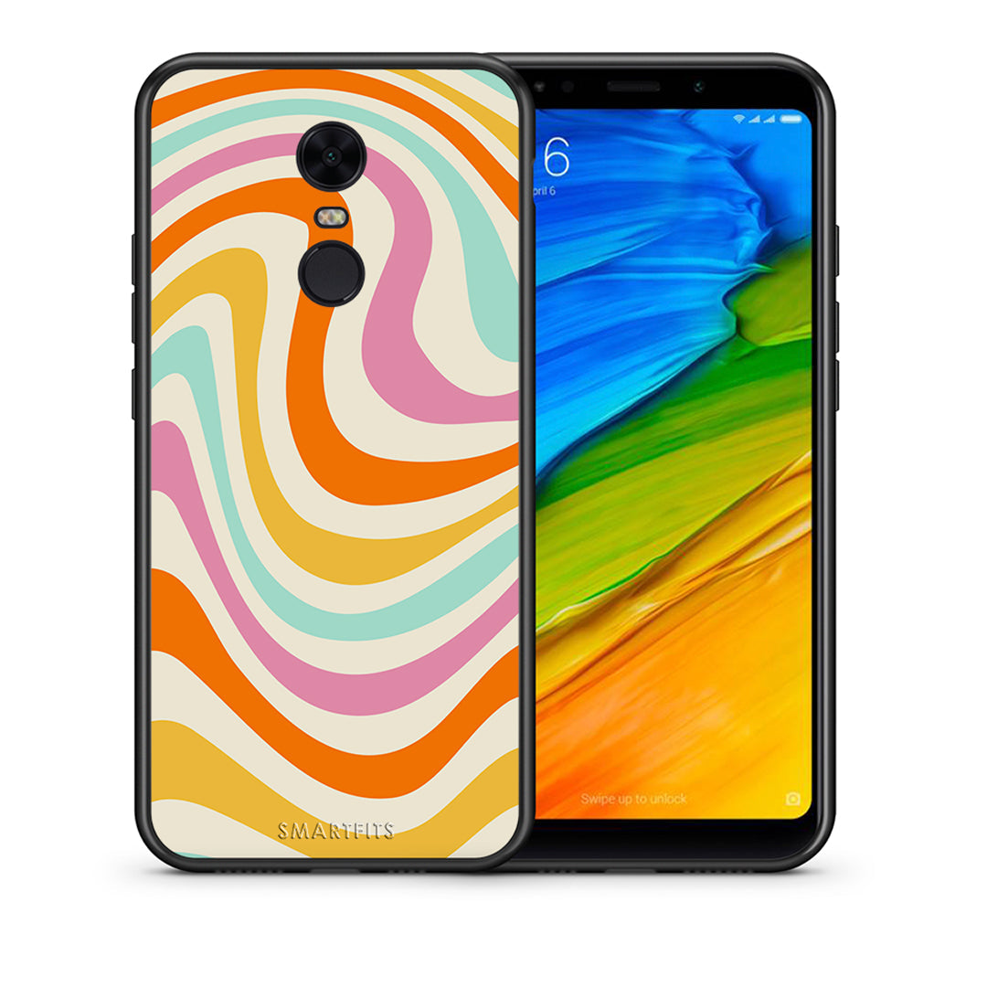 Θήκη Xiaomi Redmi 5 Plus Colourful Waves από τη Smartfits με σχέδιο στο πίσω μέρος και μαύρο περίβλημα | Xiaomi Redmi 5 Plus Colourful Waves case with colorful back and black bezels