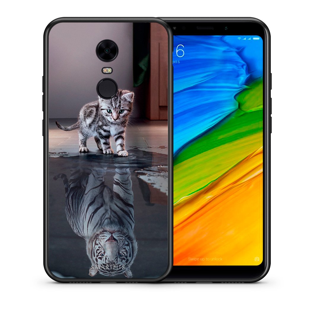 Θήκη Xiaomi Redmi 5 Plus Tiger Cute από τη Smartfits με σχέδιο στο πίσω μέρος και μαύρο περίβλημα | Xiaomi Redmi 5 Plus Tiger Cute case with colorful back and black bezels