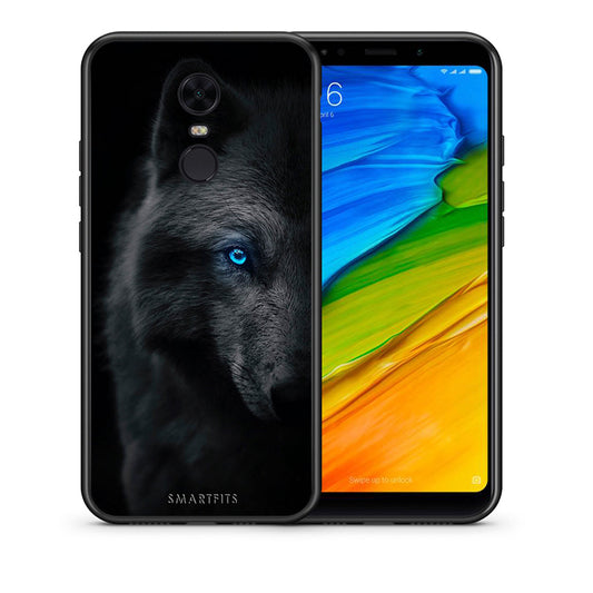 Θήκη Xiaomi Redmi 5 Plus Dark Wolf από τη Smartfits με σχέδιο στο πίσω μέρος και μαύρο περίβλημα | Xiaomi Redmi 5 Plus Dark Wolf case with colorful back and black bezels