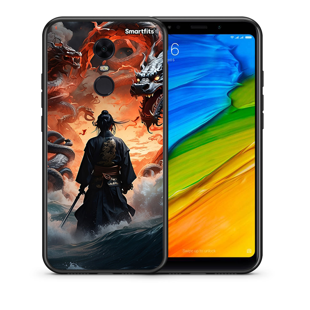 Θήκη Xiaomi Redmi 5 Plus Dragons Fight από τη Smartfits με σχέδιο στο πίσω μέρος και μαύρο περίβλημα | Xiaomi Redmi 5 Plus Dragons Fight case with colorful back and black bezels