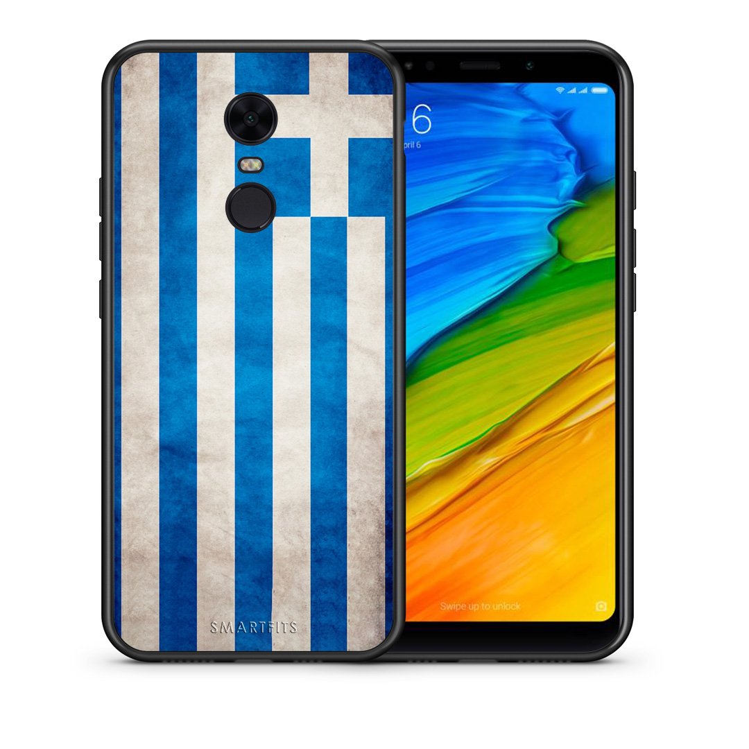 Θήκη Xiaomi Redmi 5 Plus Greek Flag από τη Smartfits με σχέδιο στο πίσω μέρος και μαύρο περίβλημα | Xiaomi Redmi 5 Plus Greek Flag case with colorful back and black bezels