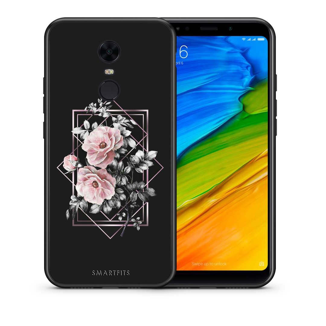 Θήκη Xiaomi Redmi 5 Plus Frame Flower από τη Smartfits με σχέδιο στο πίσω μέρος και μαύρο περίβλημα | Xiaomi Redmi 5 Plus Frame Flower case with colorful back and black bezels