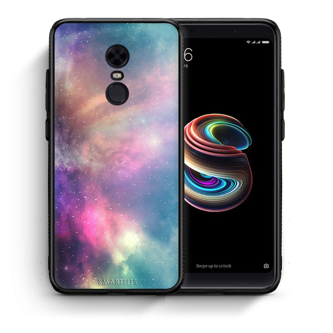 Θήκη Xiaomi Redmi 5 Plus Rainbow Galaxy από τη Smartfits με σχέδιο στο πίσω μέρος και μαύρο περίβλημα | Xiaomi Redmi 5 Plus Rainbow Galaxy case with colorful back and black bezels