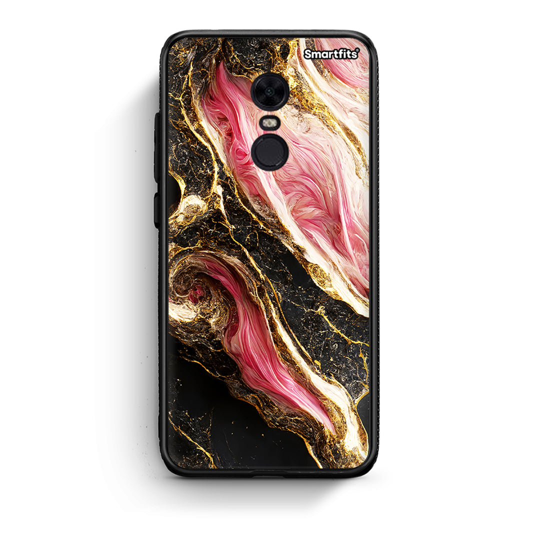 Xiaomi Redmi 5 Plus Glamorous Pink Marble θήκη από τη Smartfits με σχέδιο στο πίσω μέρος και μαύρο περίβλημα | Smartphone case with colorful back and black bezels by Smartfits