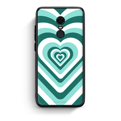 Xiaomi Redmi 5 Plus Green Hearts θήκη από τη Smartfits με σχέδιο στο πίσω μέρος και μαύρο περίβλημα | Smartphone case with colorful back and black bezels by Smartfits