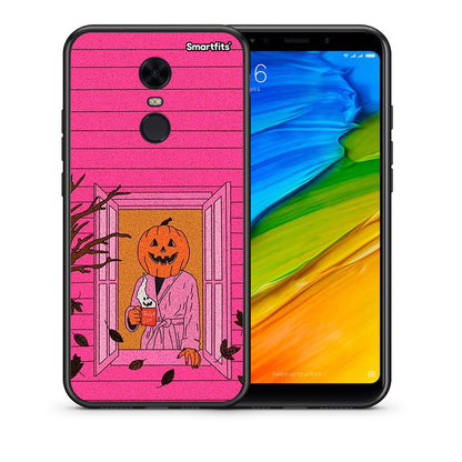 Θήκη Xiaomi Redmi 5 Plus Halloween Pumpkin Lady από τη Smartfits με σχέδιο στο πίσω μέρος και μαύρο περίβλημα | Xiaomi Redmi 5 Plus Halloween Pumpkin Lady case with colorful back and black bezels