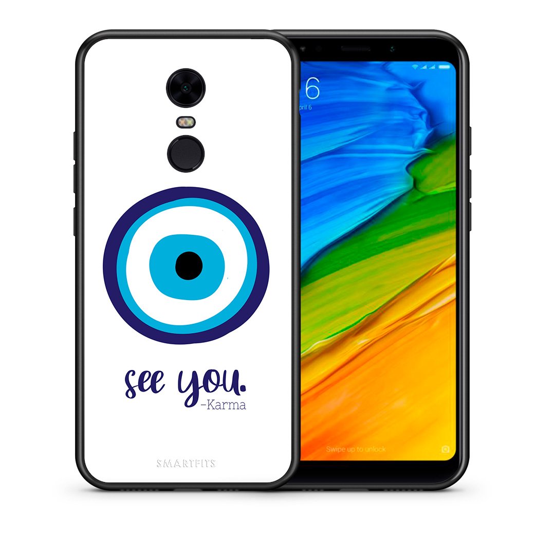 Θήκη Xiaomi Redmi 5 Plus Karma Says από τη Smartfits με σχέδιο στο πίσω μέρος και μαύρο περίβλημα | Xiaomi Redmi 5 Plus Karma Says case with colorful back and black bezels