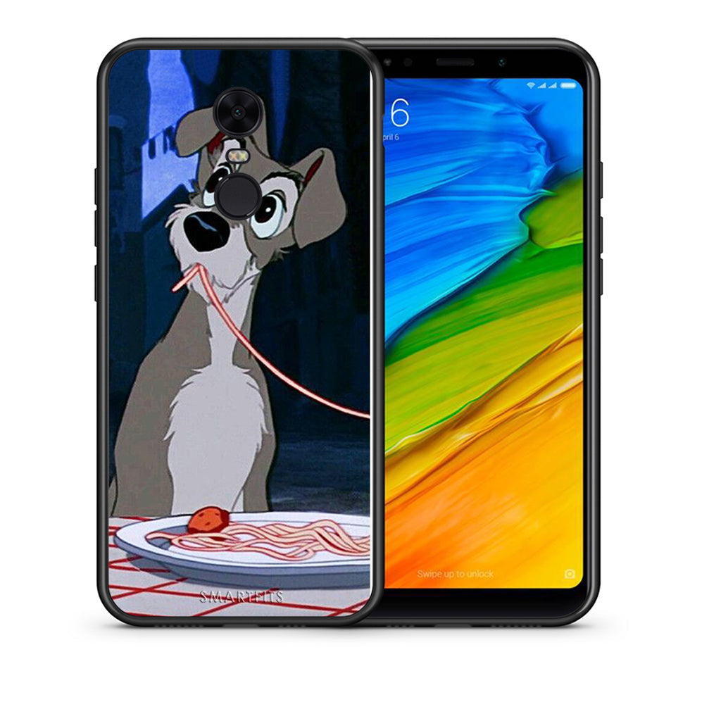 Θήκη Αγίου Βαλεντίνου Xiaomi Redmi 5 Plus Lady And Tramp 1 από τη Smartfits με σχέδιο στο πίσω μέρος και μαύρο περίβλημα | Xiaomi Redmi 5 Plus Lady And Tramp 1 case with colorful back and black bezels